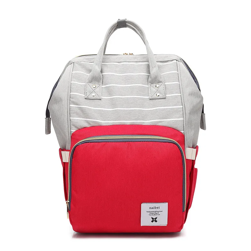 Aliexpress Newborn Baby Gift  Striped Patchwork Color Double Roots Shoulder Diaper Bag Mummy Maternity Nappy Bag Large Capacity01
