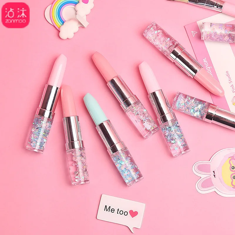 

1pcs Kawaii Lipstick Gel Pen Creative Oil Quicksand Colorful Cute Stationary Pen Black Ink Pen Papelaria Office School Supplies