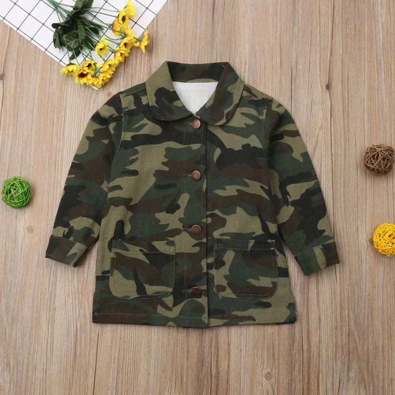 UK Kids Girls Camo Wind Outwear Coat Autumn Winter Jacket Clothes Age 2-8