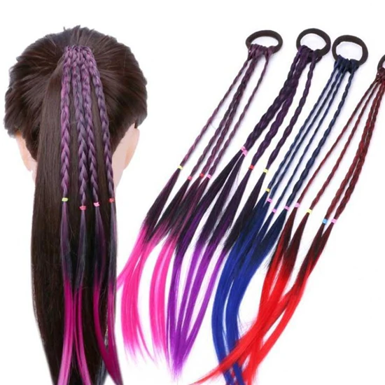 New Fashion Madam Colorful Weaving Wig Pigtail Hair Ring Headwear Accessories Gift