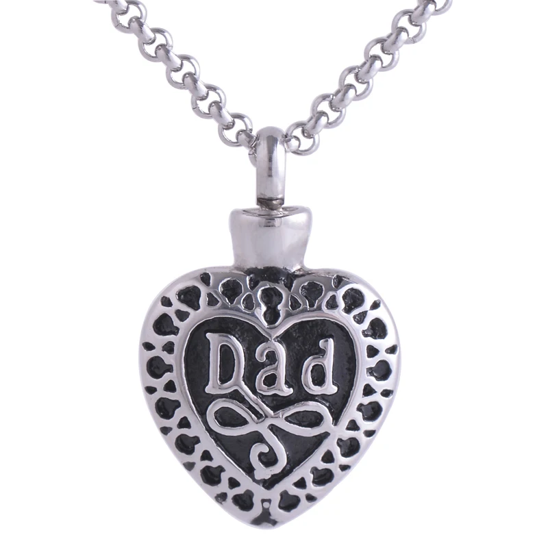 

Fashion Memorial Dad Heart Pendant Necklace Stainless Steel Cremation Jewelry funeral urns for ash IRLY020