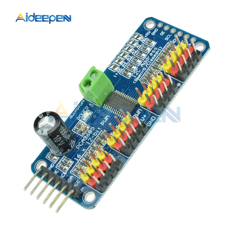 

16 Channel 12-bit PWM Servo Driver-I2C Interface PCA9685 Module For Raspberry Pi Shield Module 40-1000Hz DC 5-10V For Robot