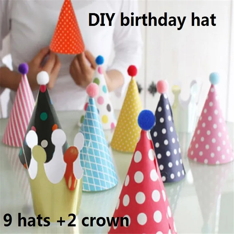 

DIY 11 / set of children's birthday party supplies party decoration cap Mini birthday hat crown party hat
