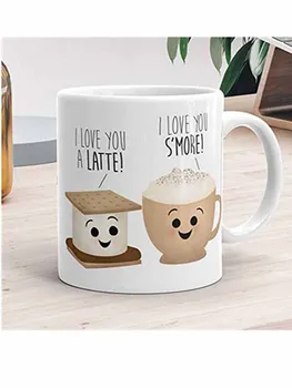 

Funny Mug - I Love You A Latte I Love You S'more - Love Mugs With Sayings Couple Food Puns Happy Valentines Day Gift,11oz Cerami