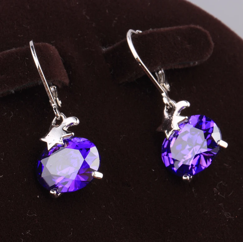 

Breathtaking Shape Purple Zircon Multigems 925 Sterling Silver Drop Dangle Earring S5176
