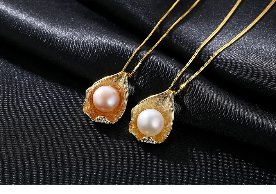 

S925 silver necklace shell design natural pearl ladies pendant items LB31