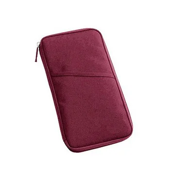 

FGGS-Red Travel Wallet With Closure Zip Document Organiser Passport Ticket Holder