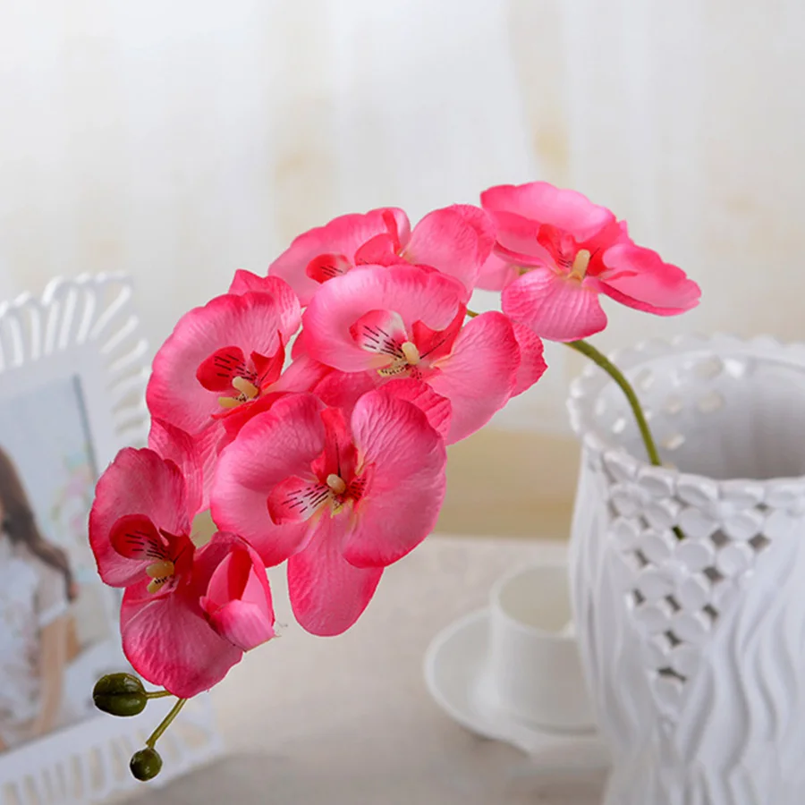 Искусственный шелк, белые цветы орхидеи, высокое качество, Бабочка, моль, фаленопсис, искусственный цветок для свадьбы, дома, праздника, украшения - Цвет: pink