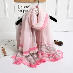 2019 Элитный бренд для женщин шарф мода полосатый принт шелковые шарфы для леди Шали Обертывания Мягкие зима весна пашмины
