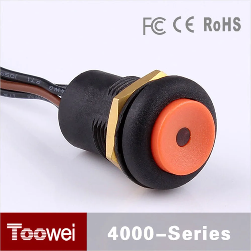 16mm momentary illuminated waterproof plastic pushbutton switch 10pcs/lot IP67 led ligh round