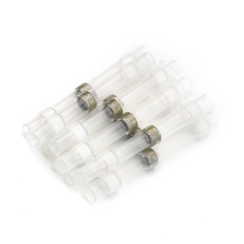 

White 1.5mm Electrical Cable Wire Connector 50Pcs Heat Shrink Solder Butt Splice Terminals AWG 26-24 Seal Soldering Terminal Kit
