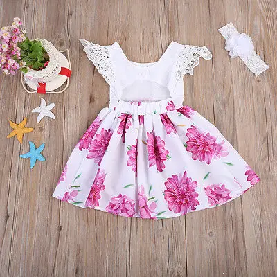 

Adorable Floral Toddler Kids Girls Lace Flower Dress Summer Sundress Party Dresses 2-7Y