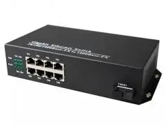 

8 ports media converter Gigabit Single/Multi model Dual Fiber with SC Fiber Port. External Power Supply