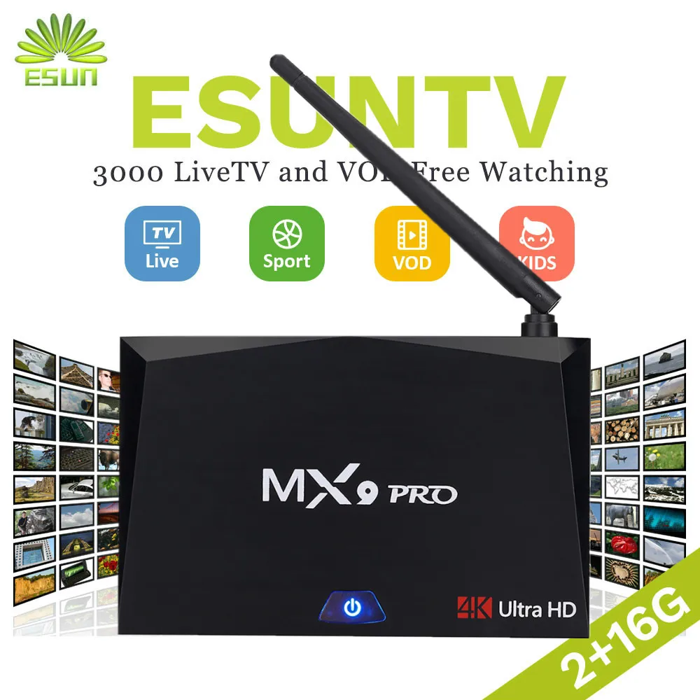 

1 Year IPTV included MX9 Pro 2G16GB Europe IPTV Spain albania portugal IPTV VOD Android 7.1 Smart TV Box RK3328 Set-top box