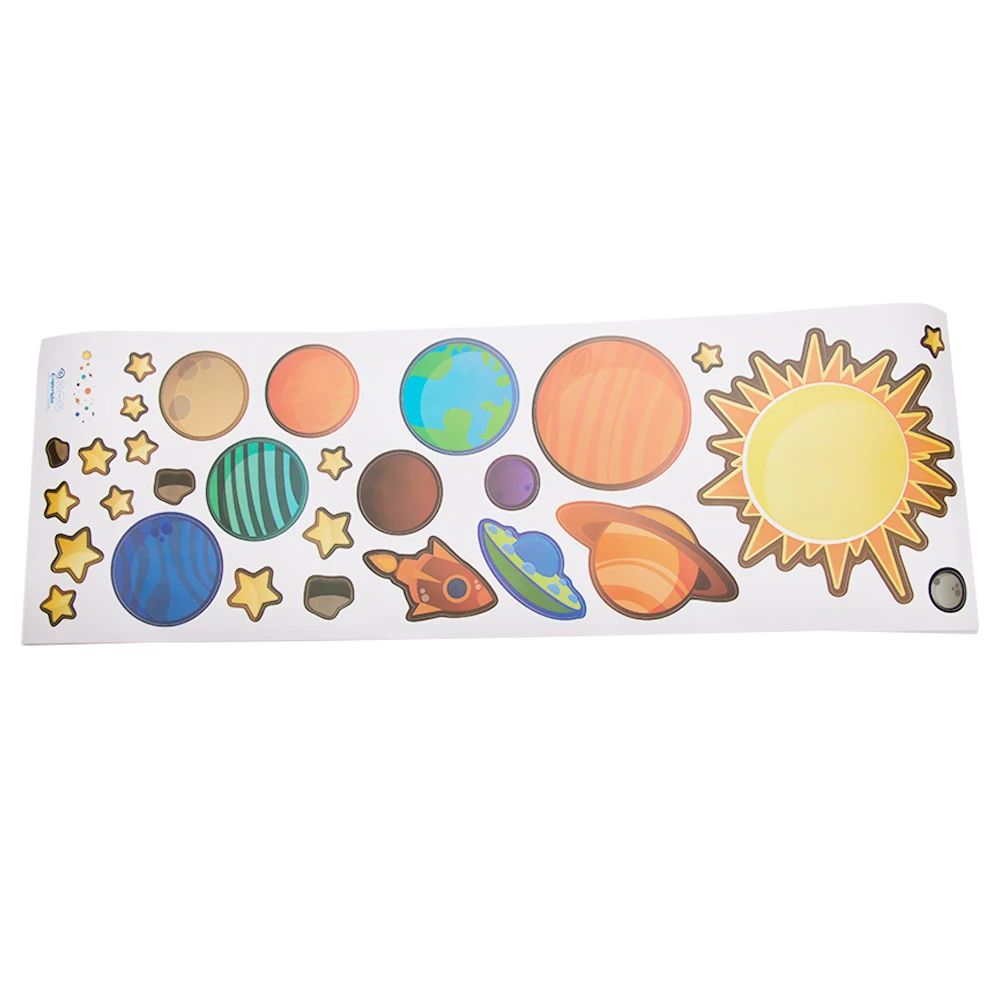 Solar System Wall Stickers Kids Rooms Stars Outer Space Cartoon Wall