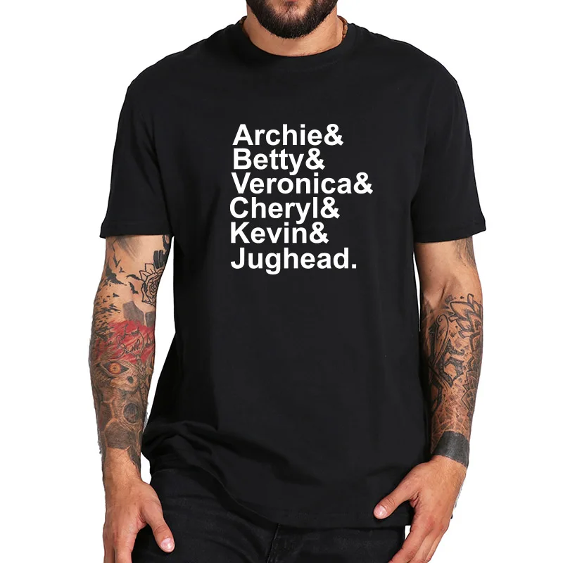

Archie Betty Veronica T-shirt Riverdale Name Printed Tee 100% Cotton Tshirt Men Classic Streetwear Tops Tee US Size