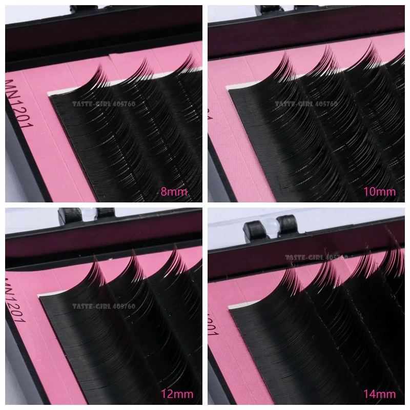4 Tray 12 Lines 0.15C Curl Black Long Individual False Eyelashes Fake Eye Lashes Makeup Extension Tip 8 10 14MM | Красота и здоровье