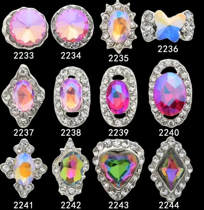 

100PCs Glitter Rhinestones 3d Metal Alloy Nail Art Decorations New Arrive Gradient Hot Pink Crystal Nail Charms Jewelry