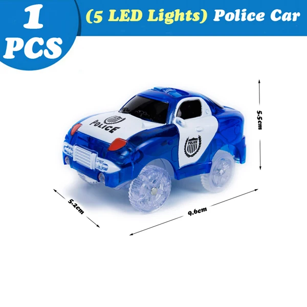 Magical Tracks Luminous Racing Track Car With Colored Lights DIY Plastic Glowing In The Dark Creative Toys For Kids 5LED blue police car