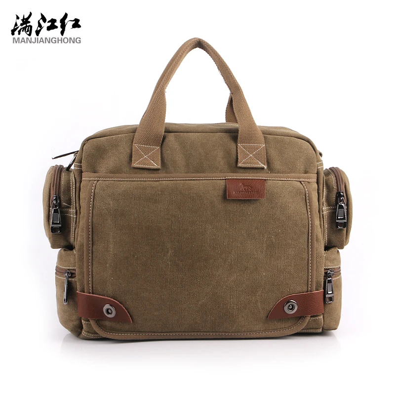 

MANJIANGHONG Brand Vintage Men High Quality Crossbody Bag Canvas Shoulder Bags Men Messenger Bag Handbag Tote Briefcase