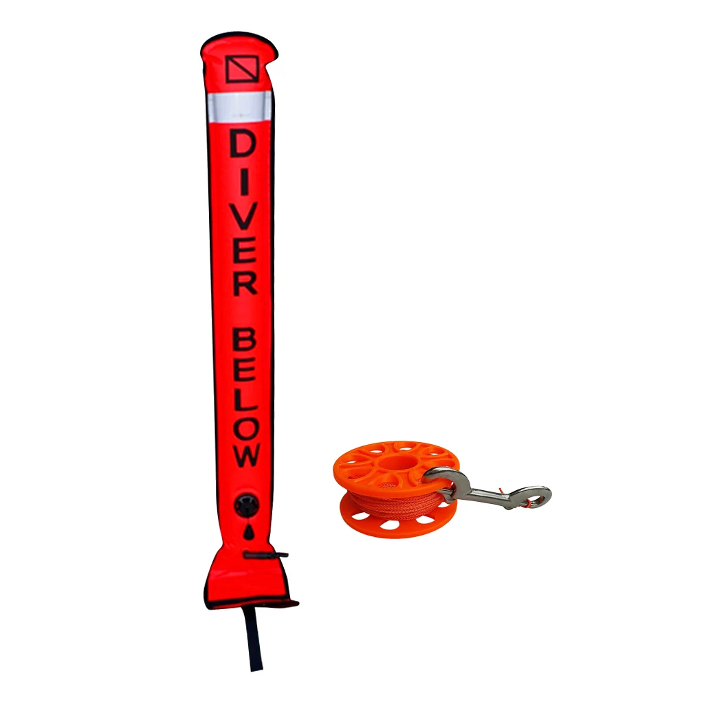 Nylon TPU Scuba Diving Diver Below Safety SMB Surface Marker Buoy & Dive Reel 18m Line Diving Buoy 