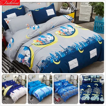 

Blue Night Scene Lover Double Size Bed Linen 3/4 pcs Kids Bedding Sets Full King Queen Twin Single Duvet Cover 1.5m 1.8m 2.3m 2m