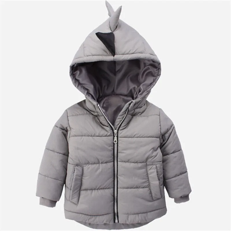 Г. Зимние куртки для мальчиков, пальто для мальчиков детская теплая хлопковая верхняя одежда с капюшоном, пальто для мальчиков, одежда детская куртка От 1 до 6 лет - Цвет: Серый