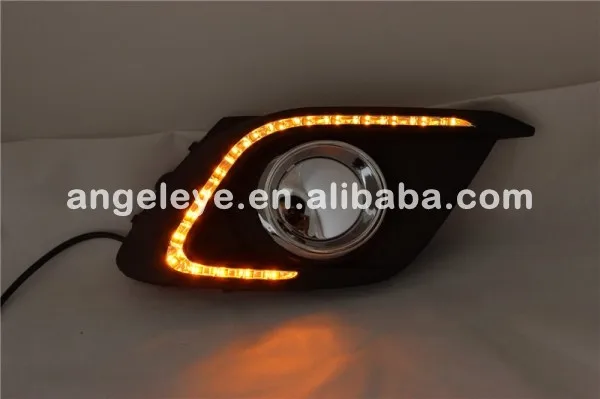 Для Mazda 3 Axela 2014-2015 СИД DRL дневные Бег свет с поворотным белого и желтого цвета цвет V3