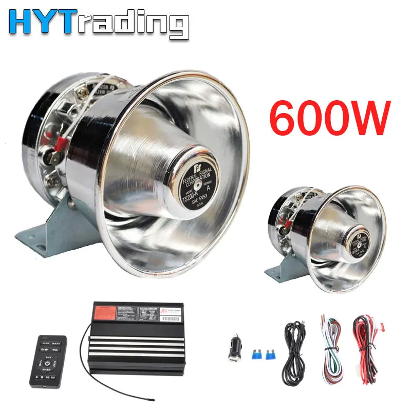 Very Cheap 8I5bv Clacson 600W 8 Suono Forte Auto Auto Allarme di Avvertimento Della Polizia Fuoco Sirena Corno PA Speaker MIC Sistema di 12V Sirena Policia