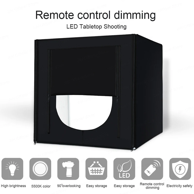 LED Folding Photo Studio Softbox Lightbox 40cm 50cm 60cm 70cm Light Tent With White Black Backgroun - 33007612433