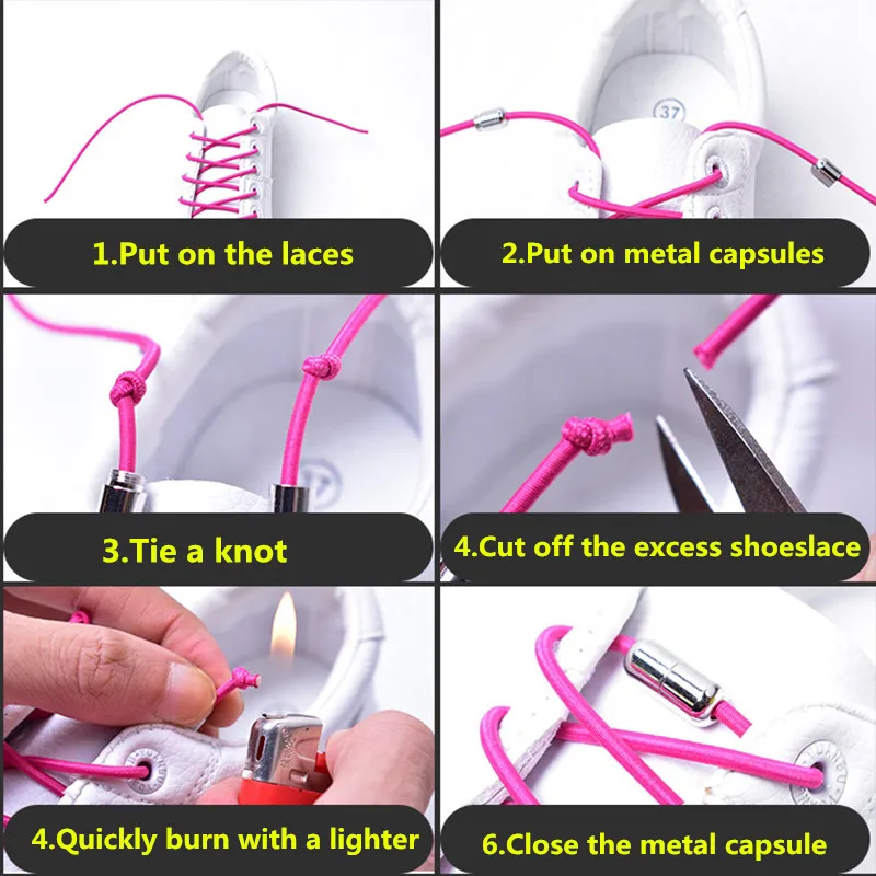 

New Reflective Elastic Shoe Laces for Kids And Adults Lazy lacci scarpe elastici Elastic No Tie Shoelaces With Metal Turnbuckle