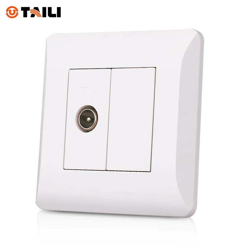 

TV Aerial Wall Socket Outlet Male adapter Coaxial Outlet Plate White Panel Super Quality TAILI Manufacture Free Shipping