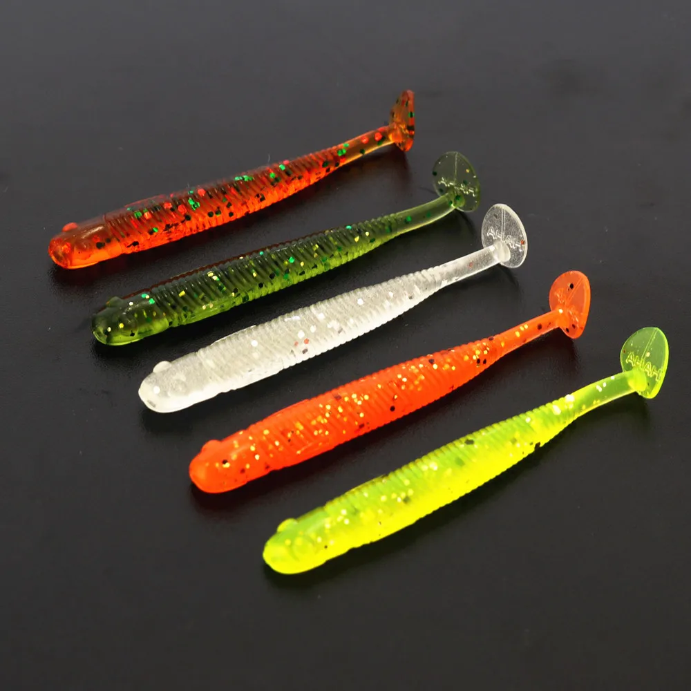 5CM T shaped soft fish lure maggot grub worm lure fishing bait lures