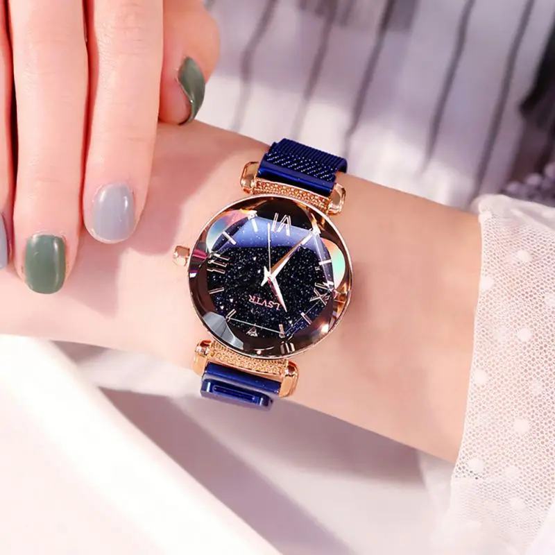 Элегантные женские часы, модные Роскошные наручные часы с магнитной застежкой, женские часы, кварцевые наручные часы - Цвет: 2