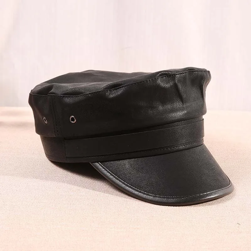 QDKPOTC, модные женские шапки из искусственной кожи в стиле милитари, осенне-зимняя винтажная черная армейская Кепка, женская кепка Newsboy, Casequette