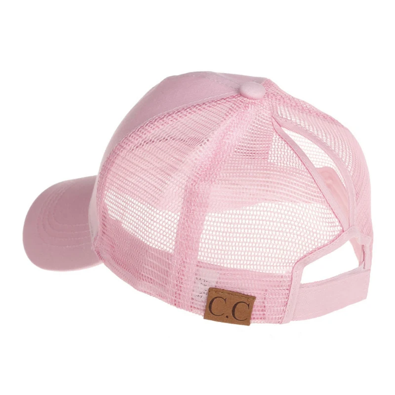 Женская сетчатая Кепка с гусиным язычком в европейском и американском стиле, модный зонтик для досуга, бейсбольная кепка с открытым хвостом, W042 - Цвет: Pink