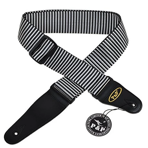

5 PCS of (P&P 1 pcs nylon Striped printing Guitar Belt Black & White)