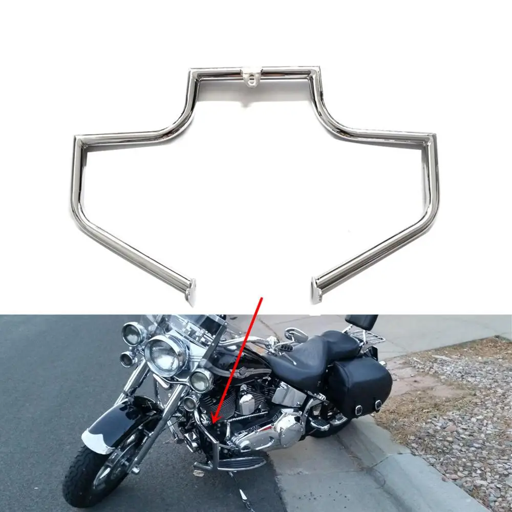 

Chrome Engine Guard Crash Bar Bumper Buffer Fairing Body Front Frame Protector for Harley Softail Deluxe FLSTN FLSTNI 2005 2006