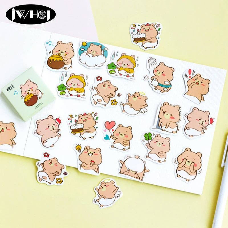 

45pc/box Cute Greedy bear animal Heteromorphism decoration sticker paper sticker diy handmade diary album scrapbooking sticker