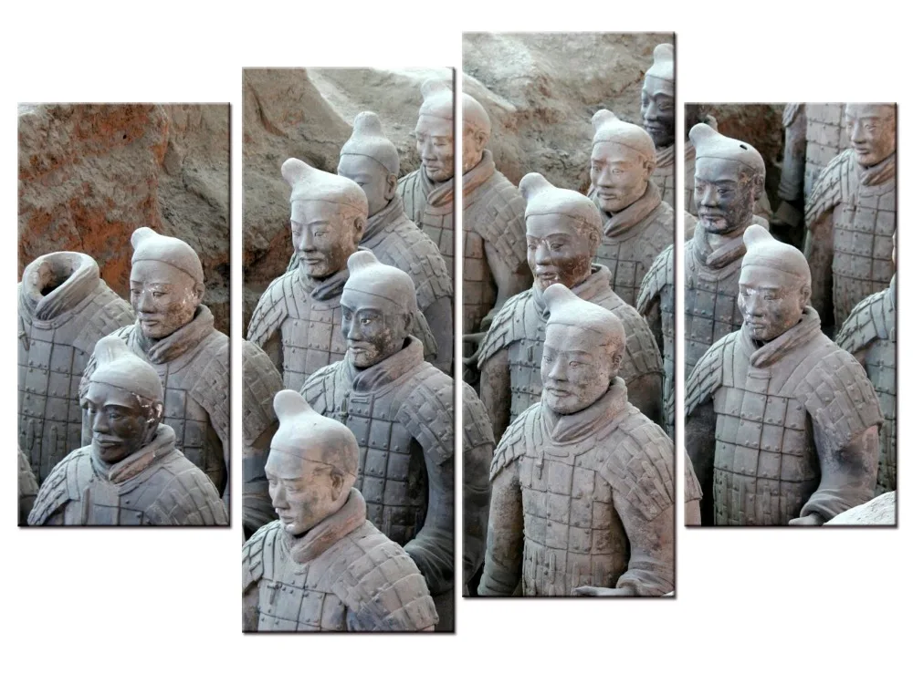 

4 pieces / set terracotta warriors Canvas Painting HD Printed Art Home Decor For Living Room