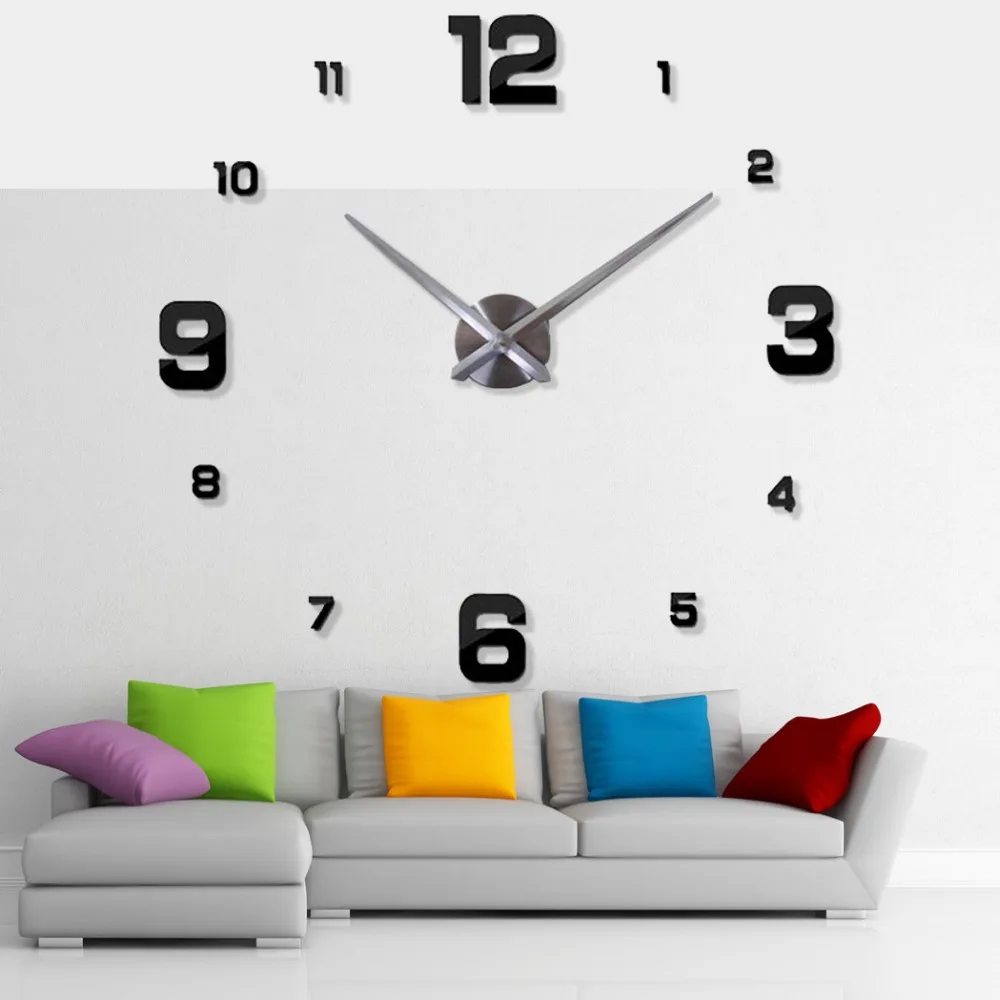 

2018 New Arrival Sticker Living Room Decor Diy Large Mirror Wall Clock Exquisite Digital Wall Clock watches Quartz clocks saat