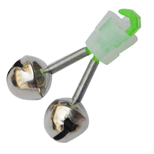 

6 Pcs Fishing Rod Tip Green Silver Tone Double Bell Bait Alarm Ring