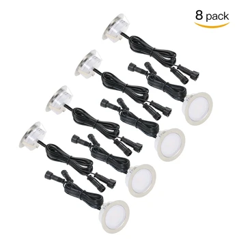 

8PCS Underground Lamp Recessed LED Deck Light IP67 Outdoor Landscape Lighting for Stair Patio Garden Floor Corner Sauna Bathroom