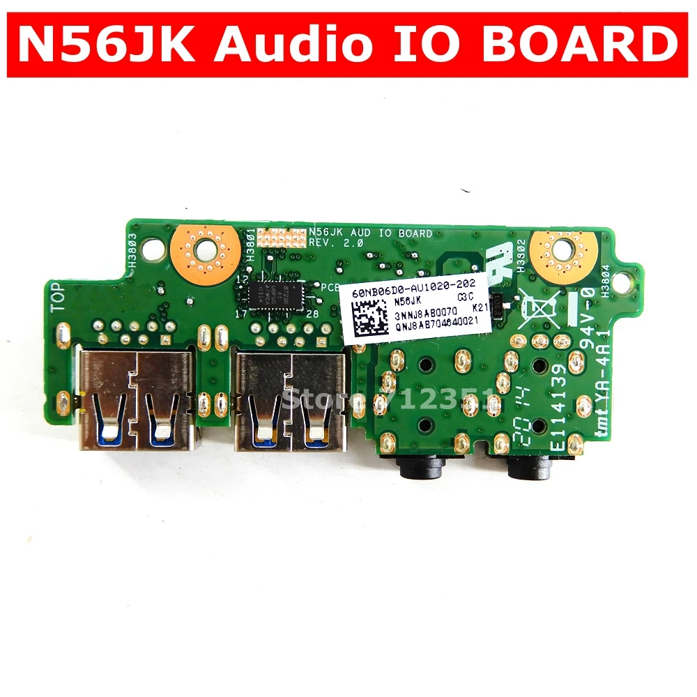 

N56JK Audio IO BOARD For ASUS N56 N56V N56VJ N56VM N56VB N56VZ N56J N56JN N56JK N56JR Laptop USB IO BOARD Audio IO BOARD