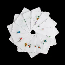 6 шт винтажный хлопковый Женский вышитый кружевной платок носовой платок с цветочным узором