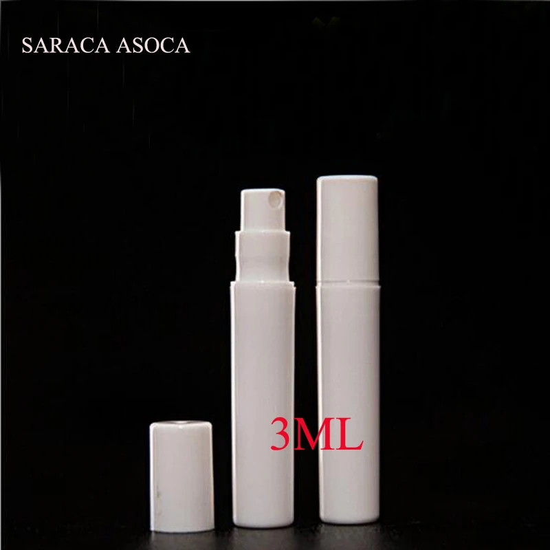 

Wholesale 3ml Plastic Perfume Bottles 100pcs/lot White Black color Spray Refillable Bottle Empty Small Bottles