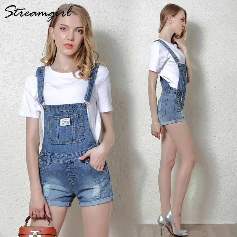 Женские шорты комбинезоны Streamgirl летние джинсовые с высокой талией большого