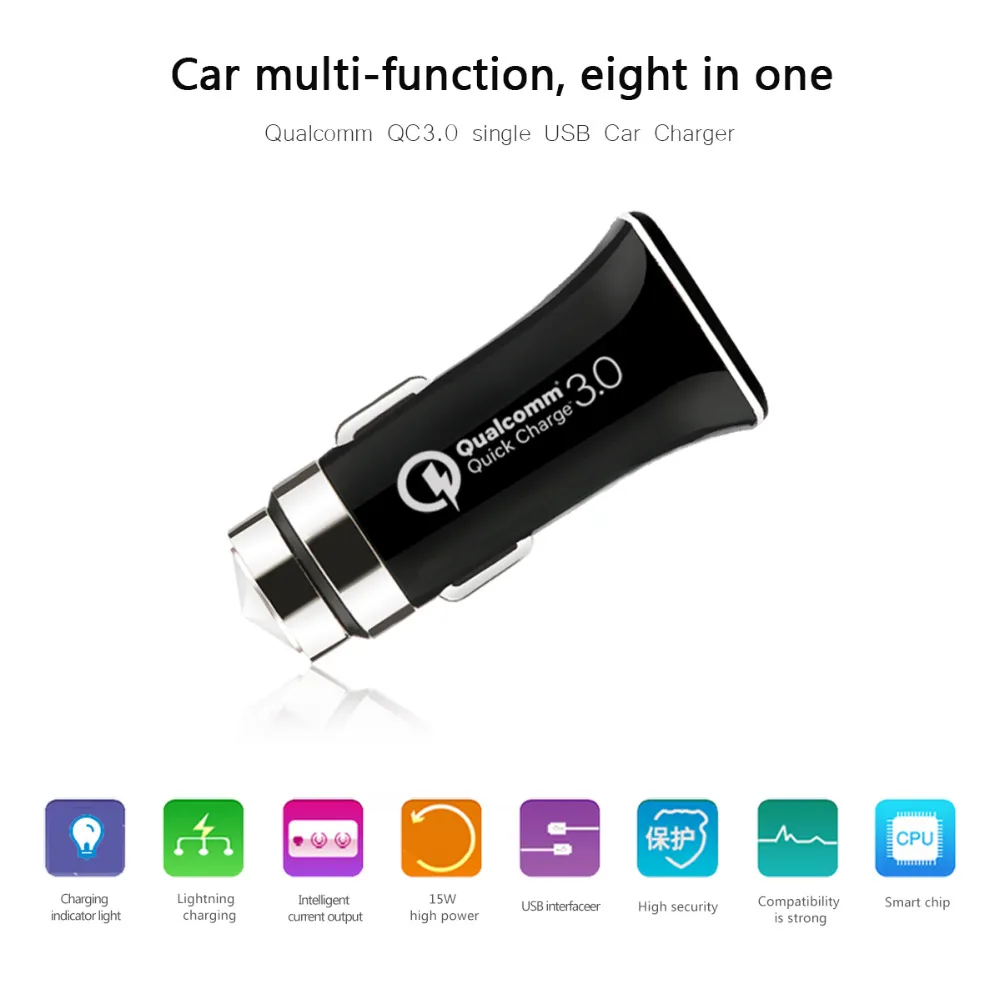 USB Автомобильное зарядное устройство Быстрая зарядка 3,0 мобильный телефон автомобильное зарядное устройство адаптер для iPhone 8 для samsung для Xiaomi автомобильное зарядное устройство для телефона