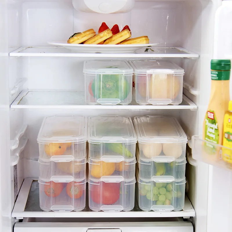 

1pc Plastic Storage Bins Refrigerator Food Containers with Lid for Kitchen Cabinet Freezer DTT88