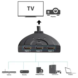 Мини 3 Порты и разъёмы Разделитель с мультимедийным интерфейсом высокой четкости для HDMI кабель 1.4b 4 K * 2 K 1080 P переключатель HDMI переключатель